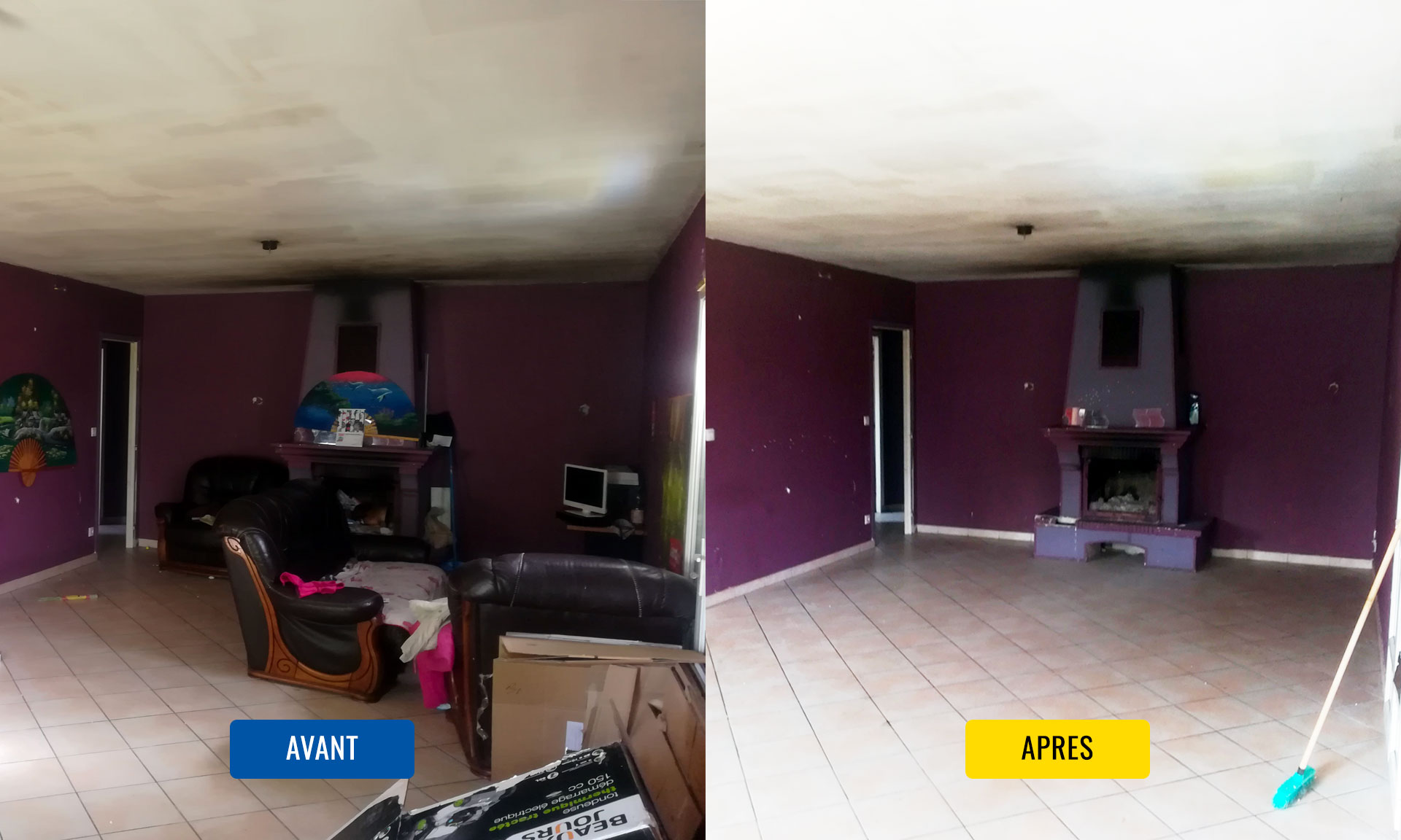 Avant/Après débarras salon