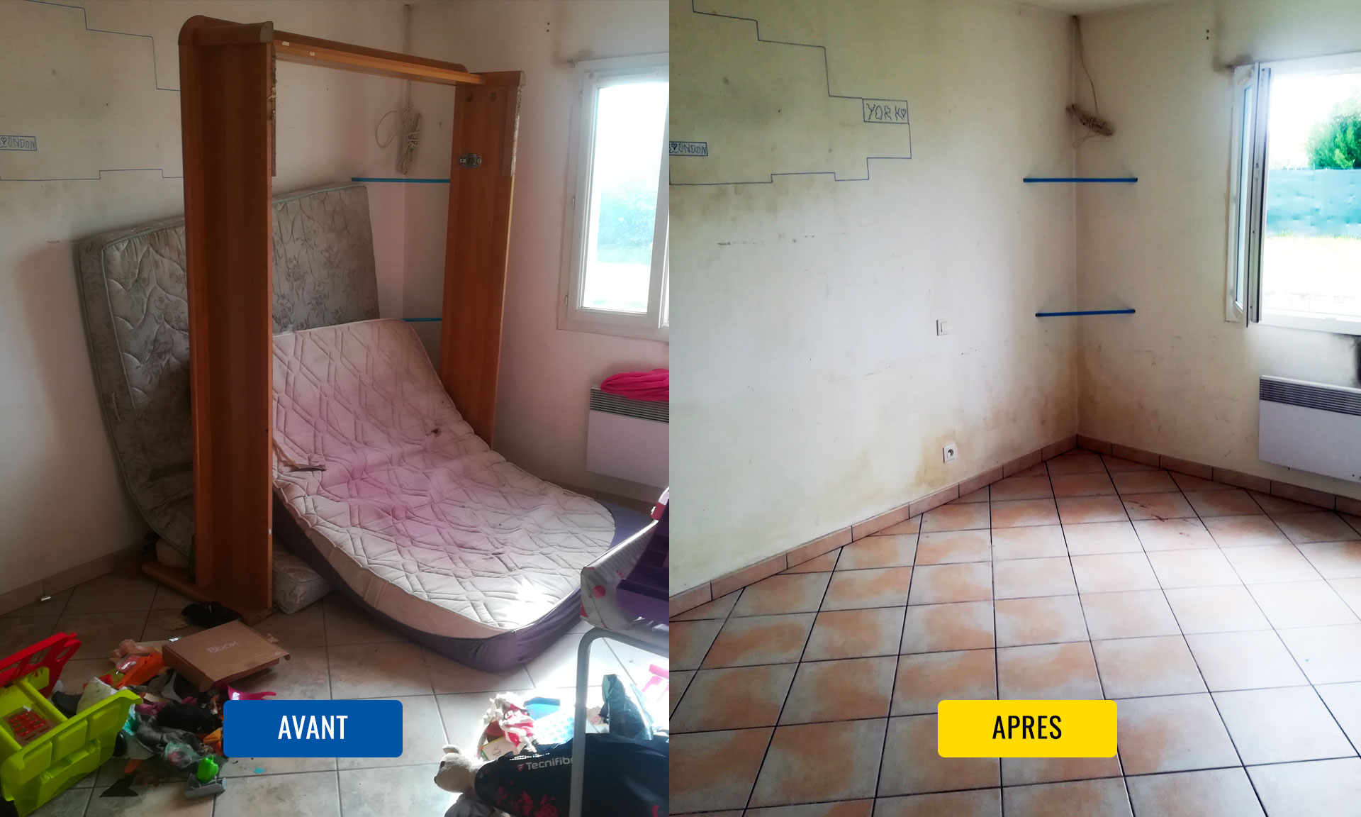 Avant/Après débarras cave